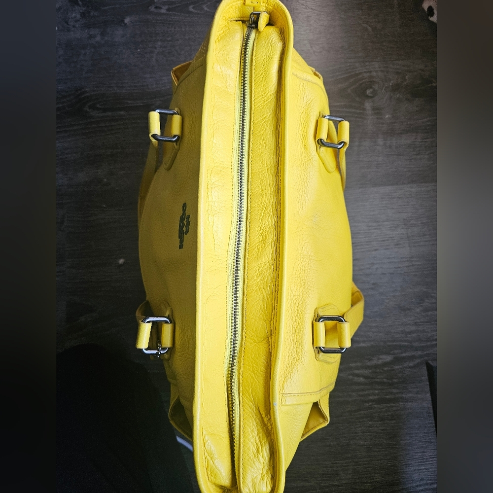 Coach Mickie Large Leather Grain Tote Bag, Yellow, F34039 - Picture 11 of 14